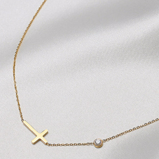 Faith Sideways Cross Necklace