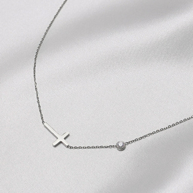 Faith Sideways Cross Necklace